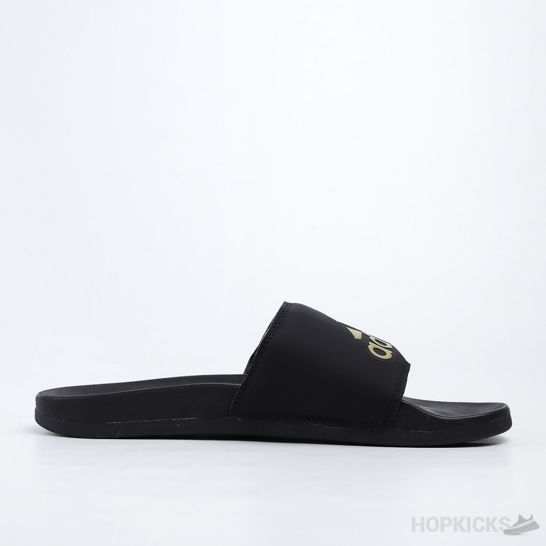 Adilette Gold Metallic Core Black Slides
